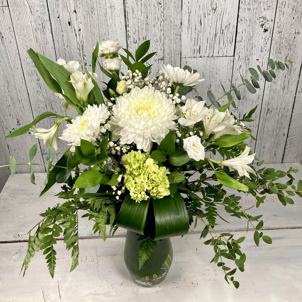 Bouquet classique blanc et vert